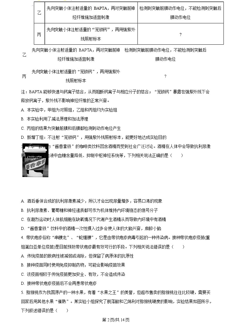 湖南省长沙市第一中学2024-2025学年高二上学期1月期末生物试卷（Word版附答案）第2页