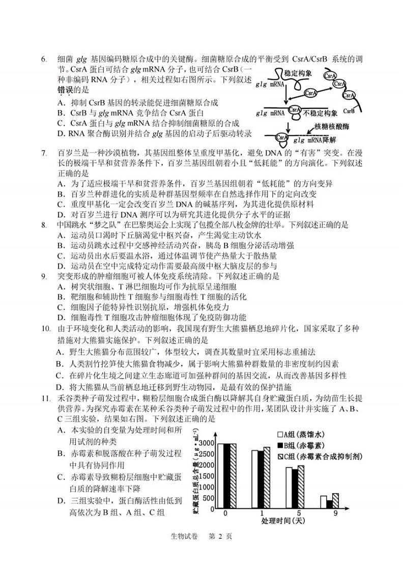 生物试题：江苏省苏州中学、海门中学、姜堰中学、淮阴中学等四校2024-2025学年高三下学期2月联考第2页