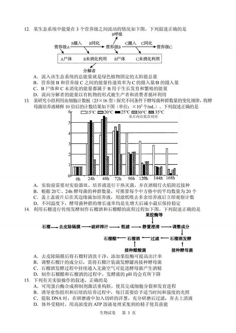 生物试题：江苏省苏州中学、海门中学、姜堰中学、淮阴中学等四校2024-2025学年高三下学期2月联考第3页
