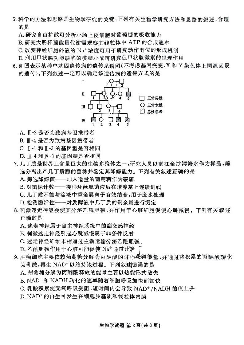 生物-衡水金卷2025届高三年级下学期2月联考试题第2页