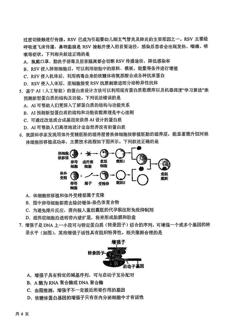 吉林省长春市东北师范大学附属中学2024-2025学年高三下学期开学考试生物试题第2页