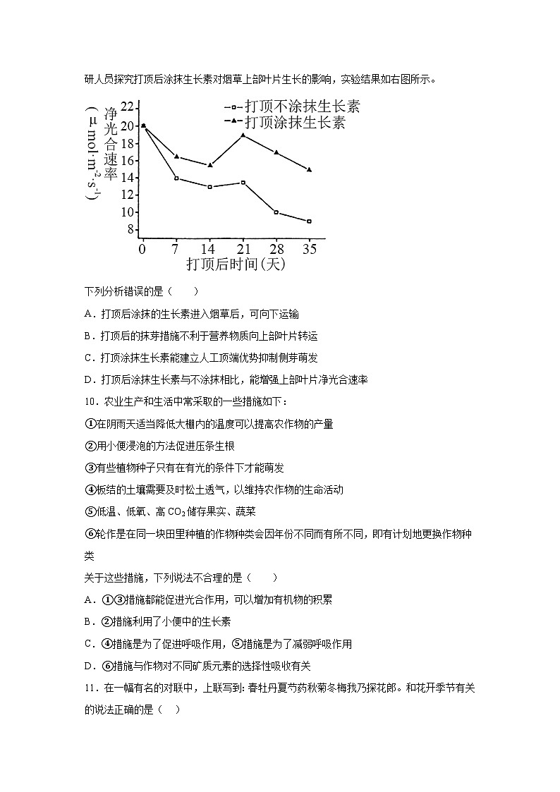 高中生物选择性必修一第5章植物生命活动的调节单元测试（A卷）含答案第3页