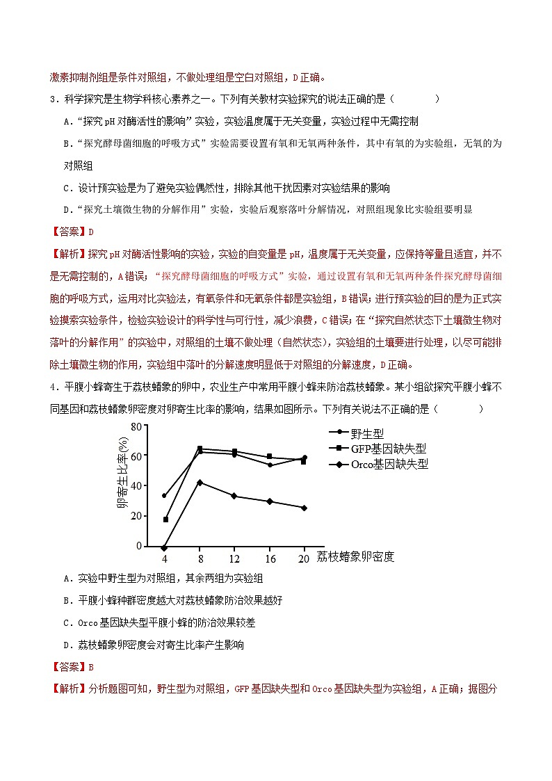 专题九  实验与探究-2025年高考生物二轮复习讲练（新高考通用）（解析版）第2页