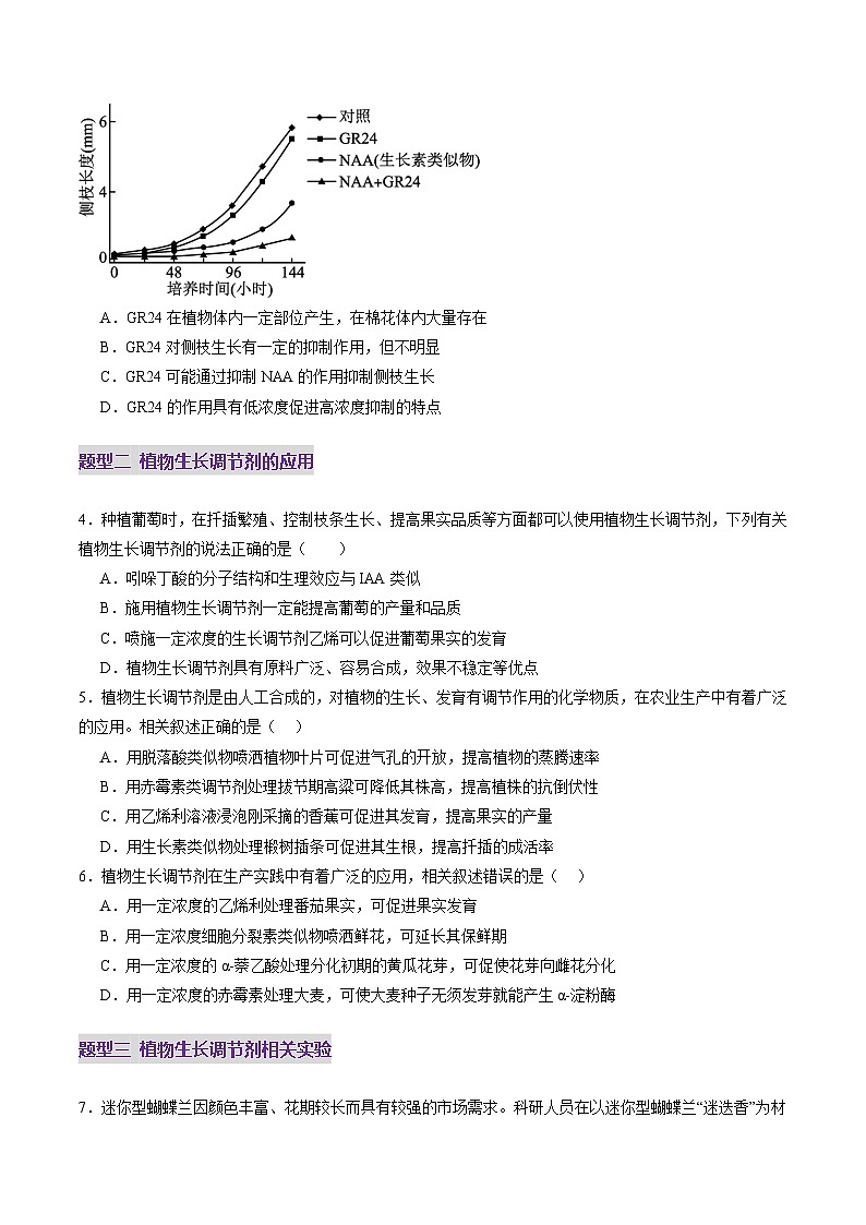 第31讲 植物生命活动调节（第二课时，其他植物激素、植物生长调节剂及环境因素参与调节植物的生命活动）（练习）（原卷版）第3页