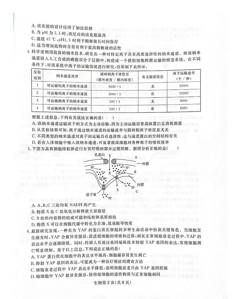 2025届四川省高三下学期高考模拟第一次教学质量联合测评-生物试题+答案第2页