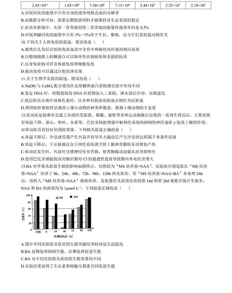 江苏省扬州市高邮市2024-2025学年高三下学期开学考试生物+答案第3页