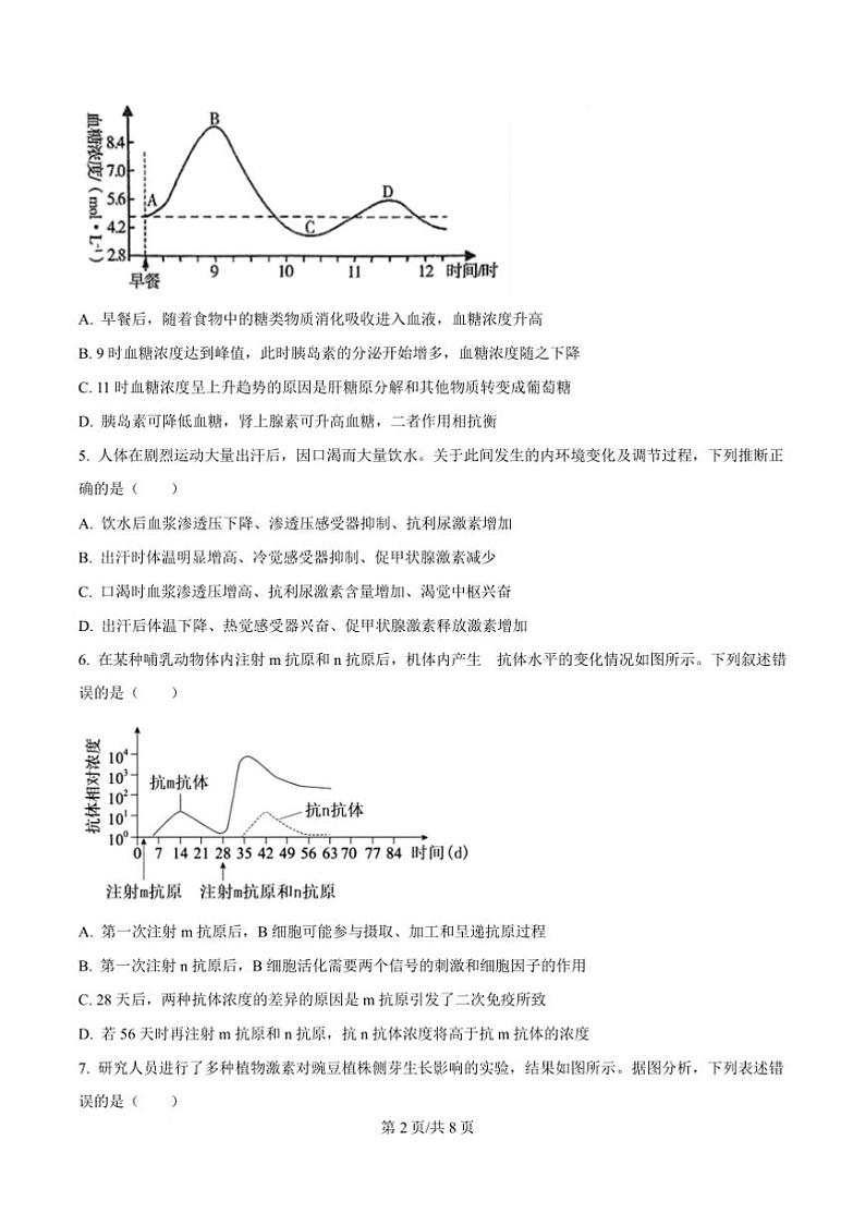 2024～2025学年河南省许昌市高二上1月期末考试生物试卷(含答案)第2页