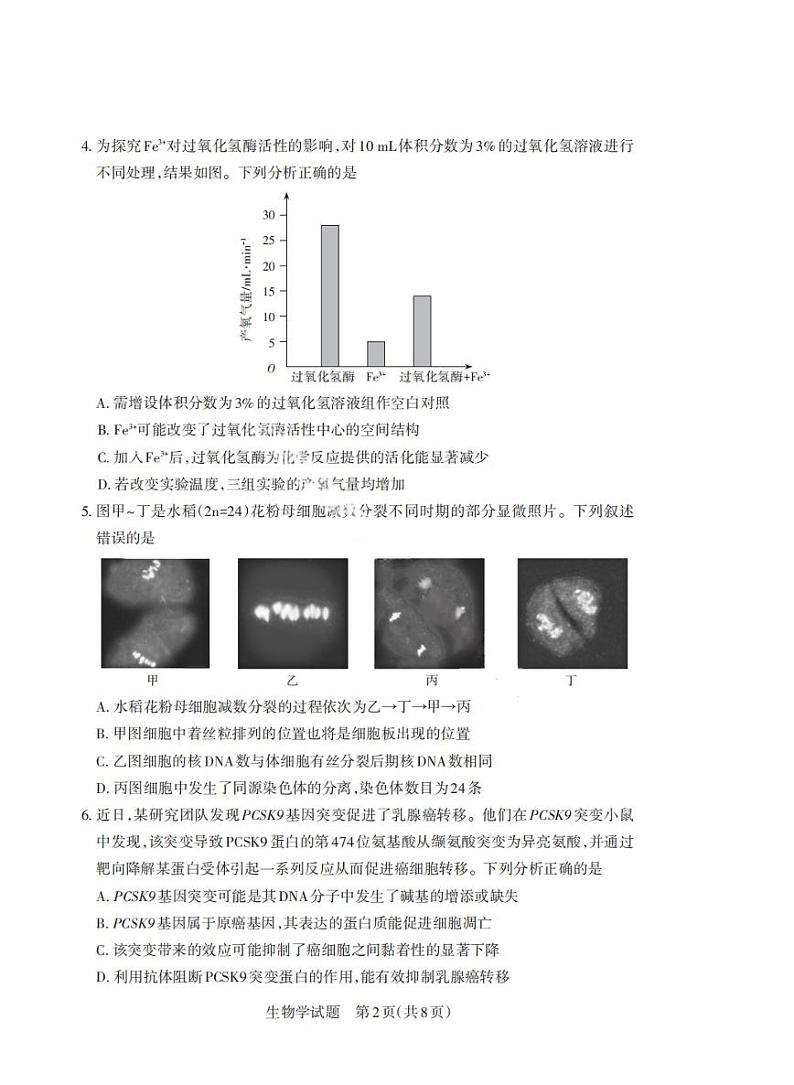 山西省启航卷2025届高考模拟考前适应性测试-生物试题+答案第2页