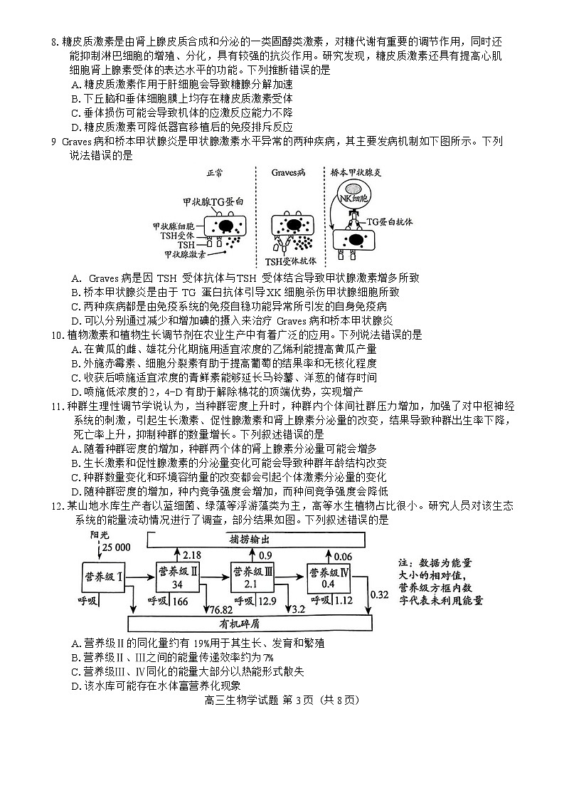 山东省日照市2025届高三2月校际联合考试生物学试卷（含答案）第3页