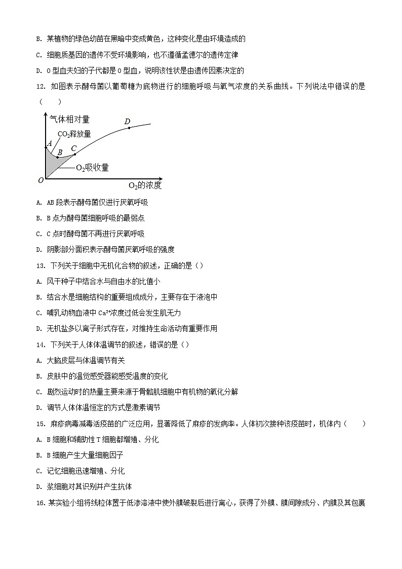 内蒙古自治区赤峰市红山区2023_2024学年高二生物上学期期末考试含解析第3页