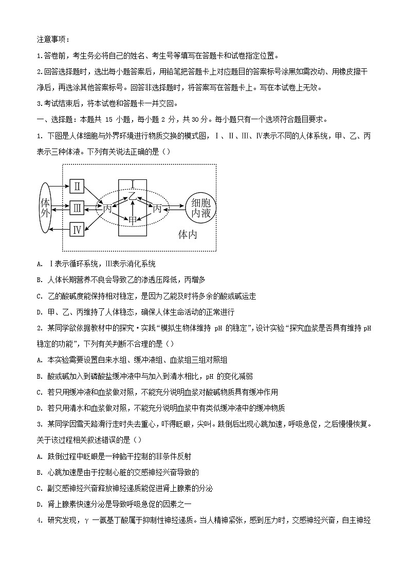 山东省济南市2023_2024学年高二生物上学期期末考试试题第1页