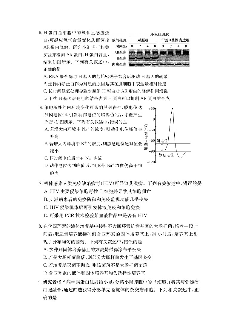 湖南省佩佩教育2025届2月高三开学联考生物第2页