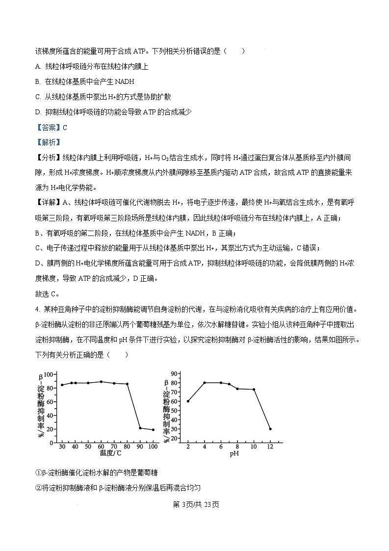 湖北省十堰市2024-2025学年高三上学期1月调研考试生物试题 Word版含解析第3页