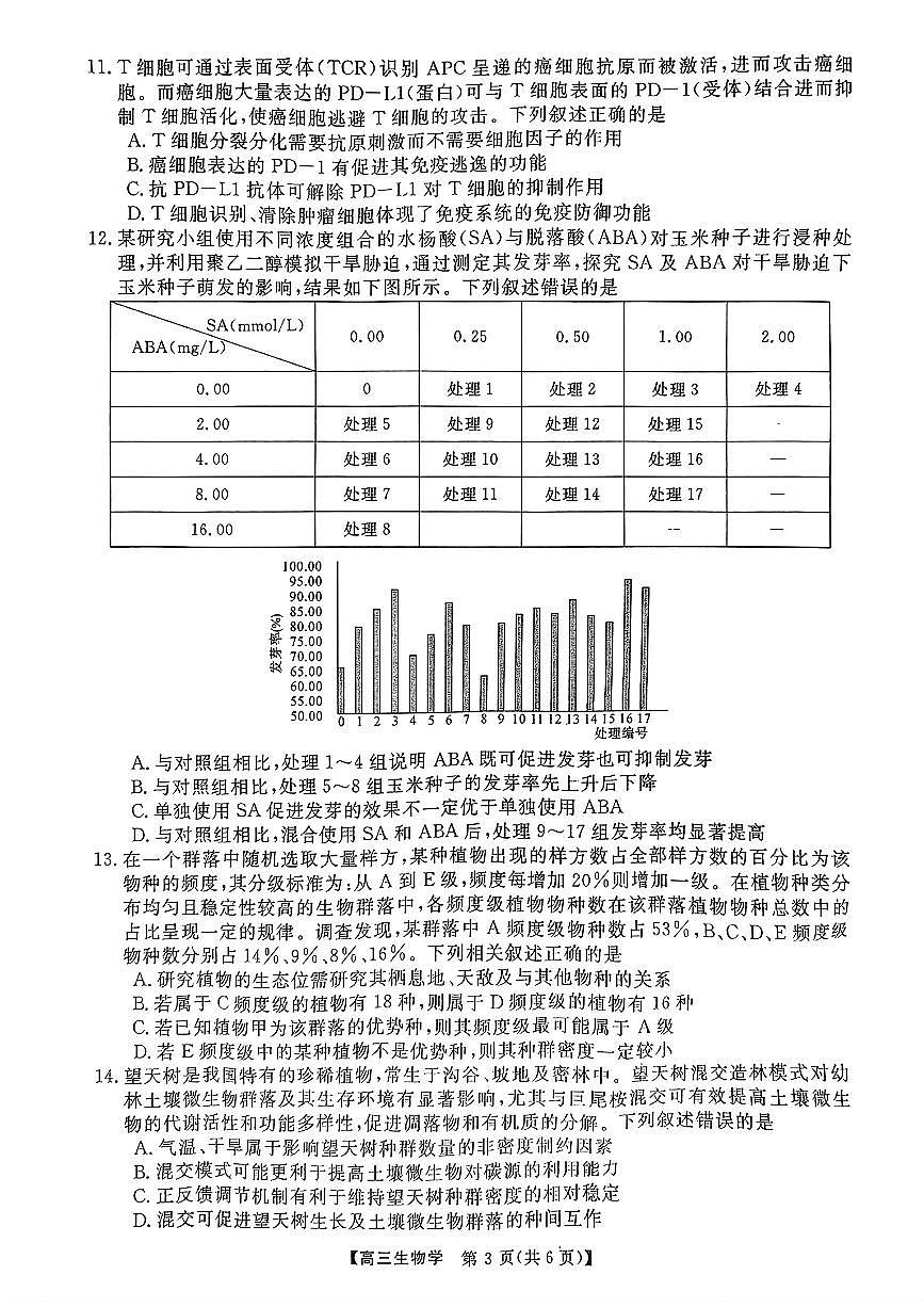 2025届金科大联考高三下学期2月质检生物+答案第3页
