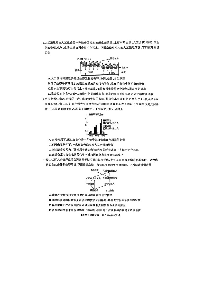 2024-2025学年上学期湖南省怀化市高二1月期末考试生物试卷含答案第2页