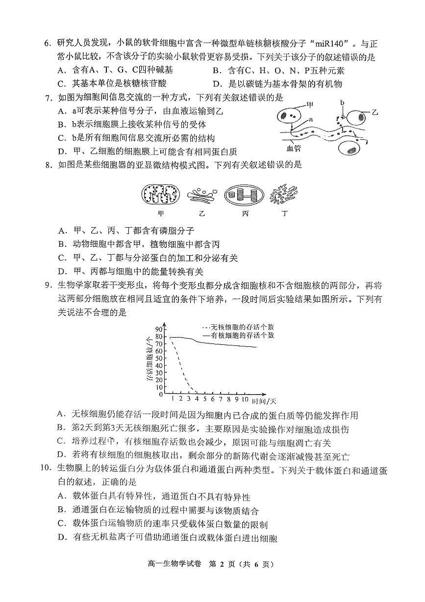 贵州省贵阳市2023_2024学年高一生物上学期期末考试pdf第2页