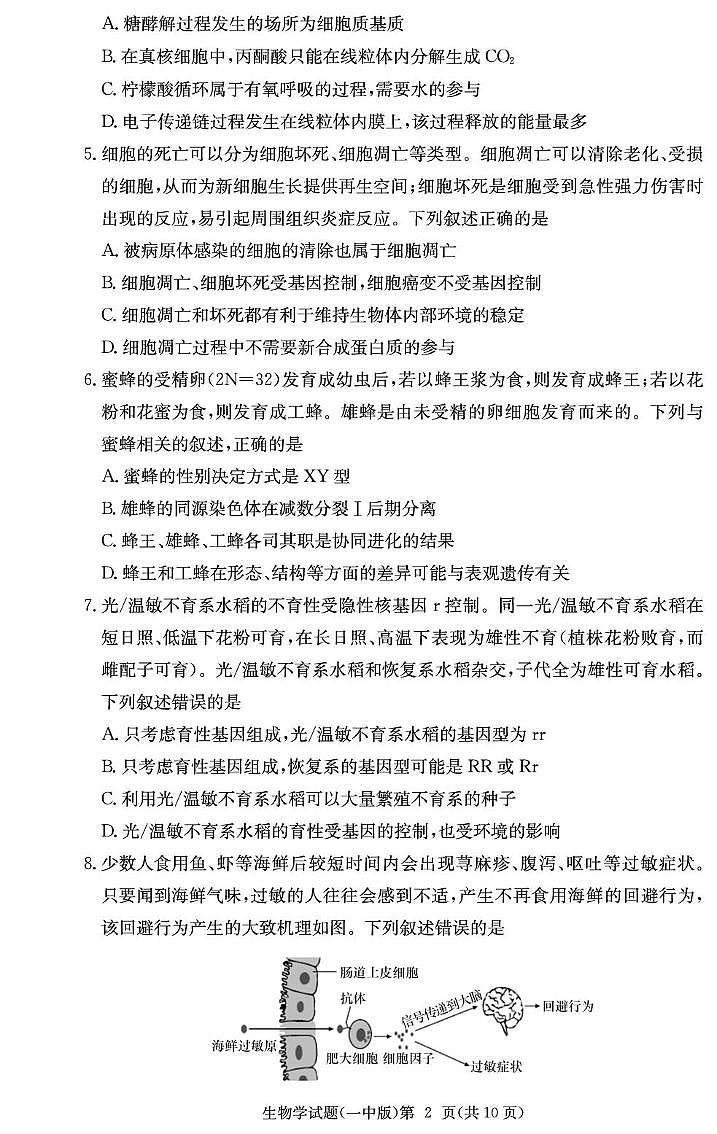 湖南省长沙市第一中学2024-2025学年高三下学期月考（六）生物试题第2页