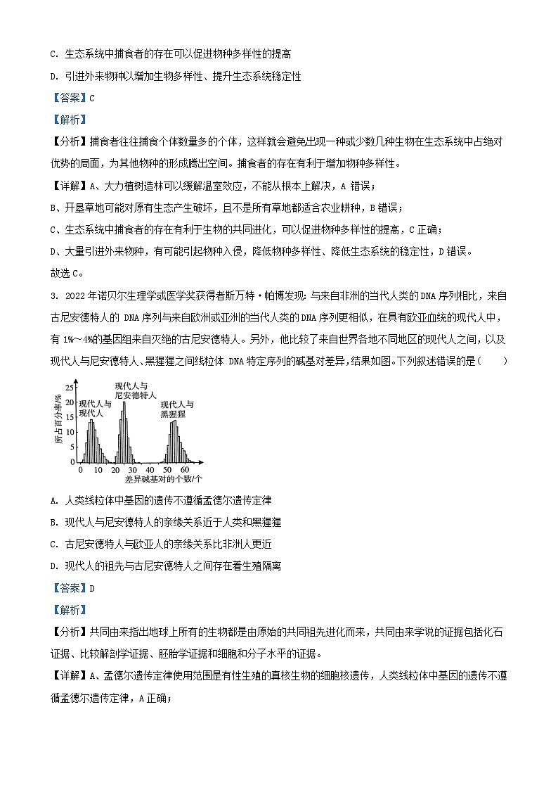 浙江省2023_2024学年高三生物上学期期末试题含解析第2页