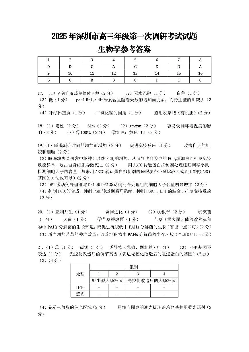 生物答案第1页