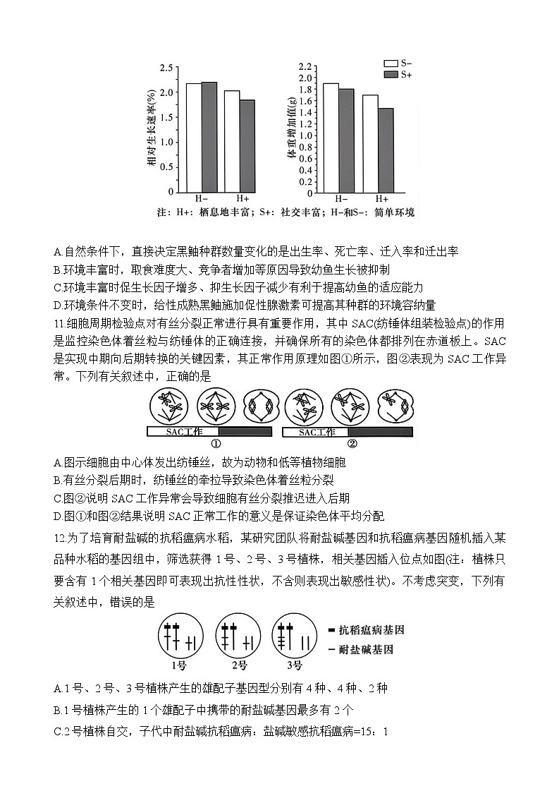 湖南省50多所学校2024-2025学年高三下学期2月月考生物试题第3页