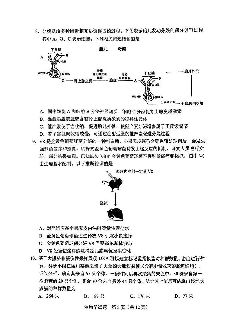 生物丨吉林省长春市2025届高三下学期2月质量监测（二）（长春二模）生物试卷及答案第3页