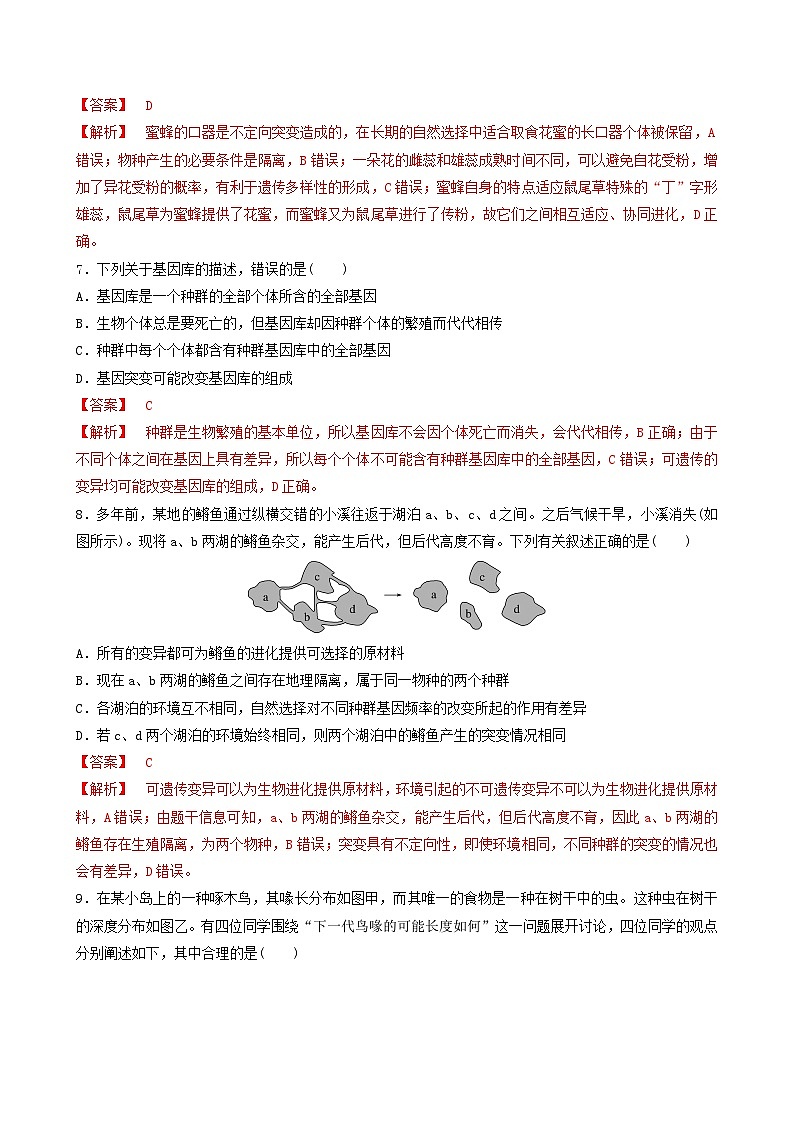 人教版高中生物必修二第6章《生物的进化》（单元检测）（解析版）第3页