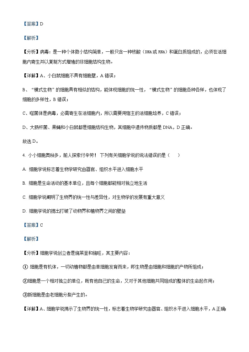 广东省惠州市重点高中2024-2025学年高一上学期11月期中考试生物试题含答案第3页