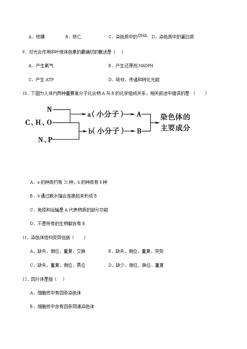 安徽省芜湖市重点高中2024-2025学年高二上学期12月学考模拟（二）生物试题含答案第3页