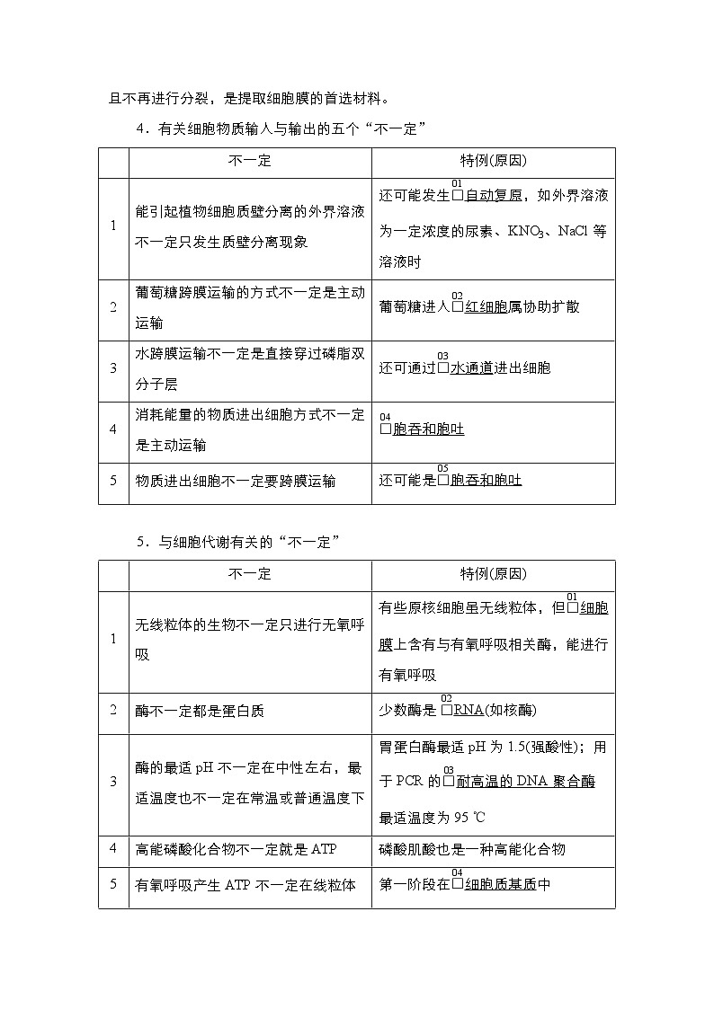 2025高三三轮复习生物：必知特例-高考命题陷阱 练习第3页