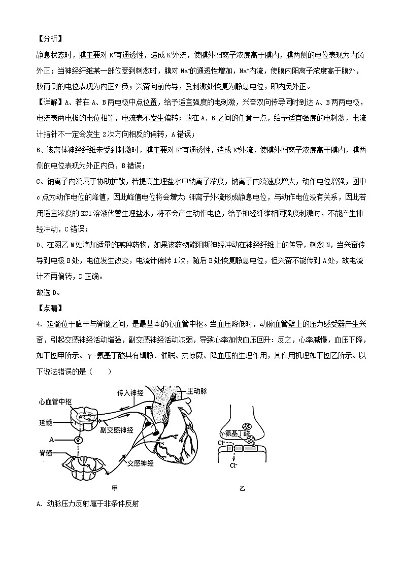 安徽省六安市2023_2024学年高二生物上学期期末试题含解析第3页