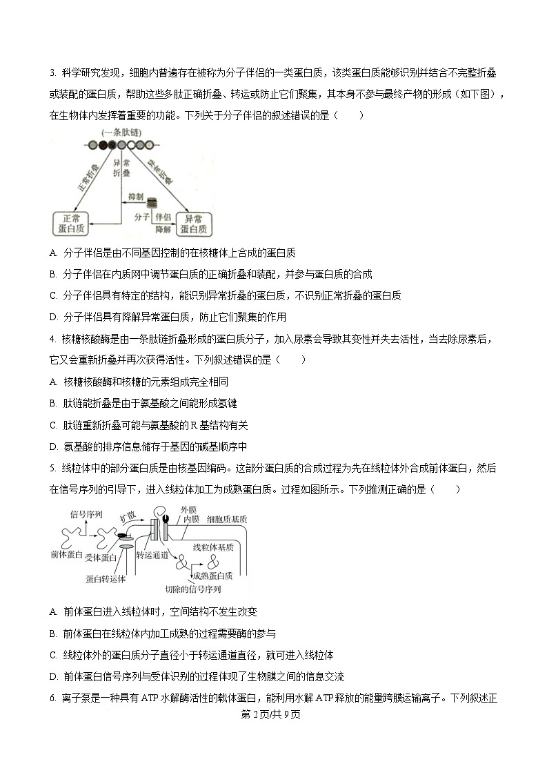 湖北省随州市部分高中2024-2025学年高一下学期2月联考生物试题（原卷版）第2页