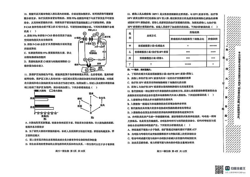 2025年哈尔滨市第三中学高三第一次模拟考试 生物试卷 无答案第2页
