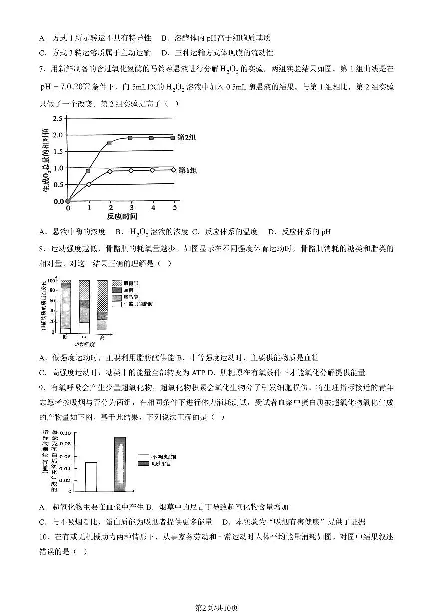2024北京五十五中高一（上）12月月考生物试卷（无答案）第2页