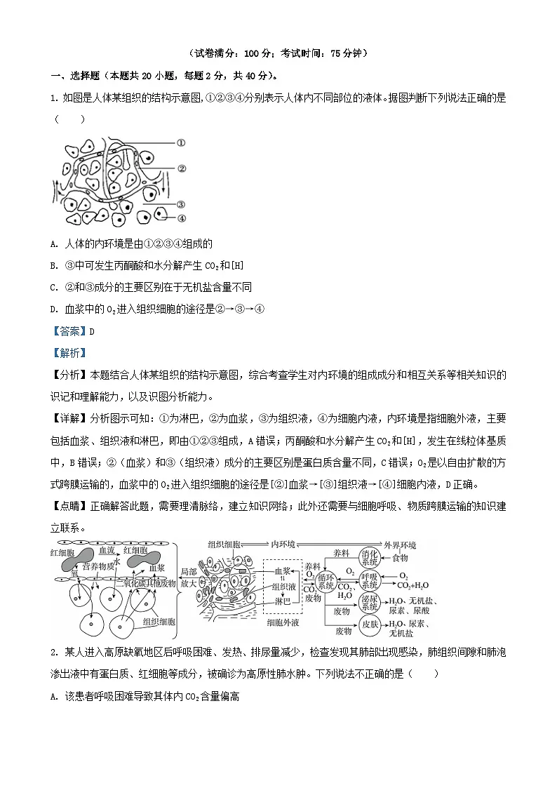 福建省厦门市2023_2024学年高二生物上学期期中试题含解析第1页