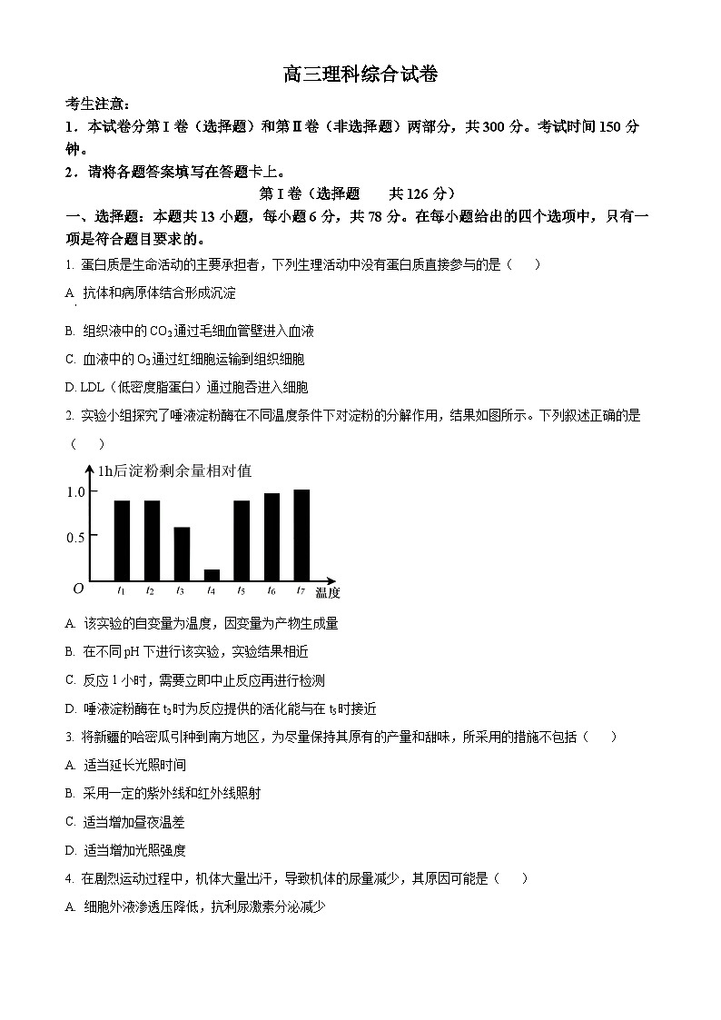 2024届青海省海南藏族自治州高三下学期二模理综试题-高中生物  Word版无答案第1页