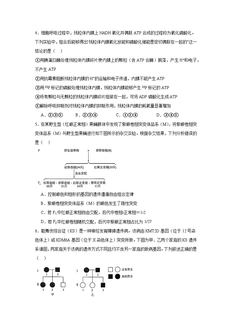 2025届河南省创新发展联盟高三下学期春季模拟检测生物试题第2页