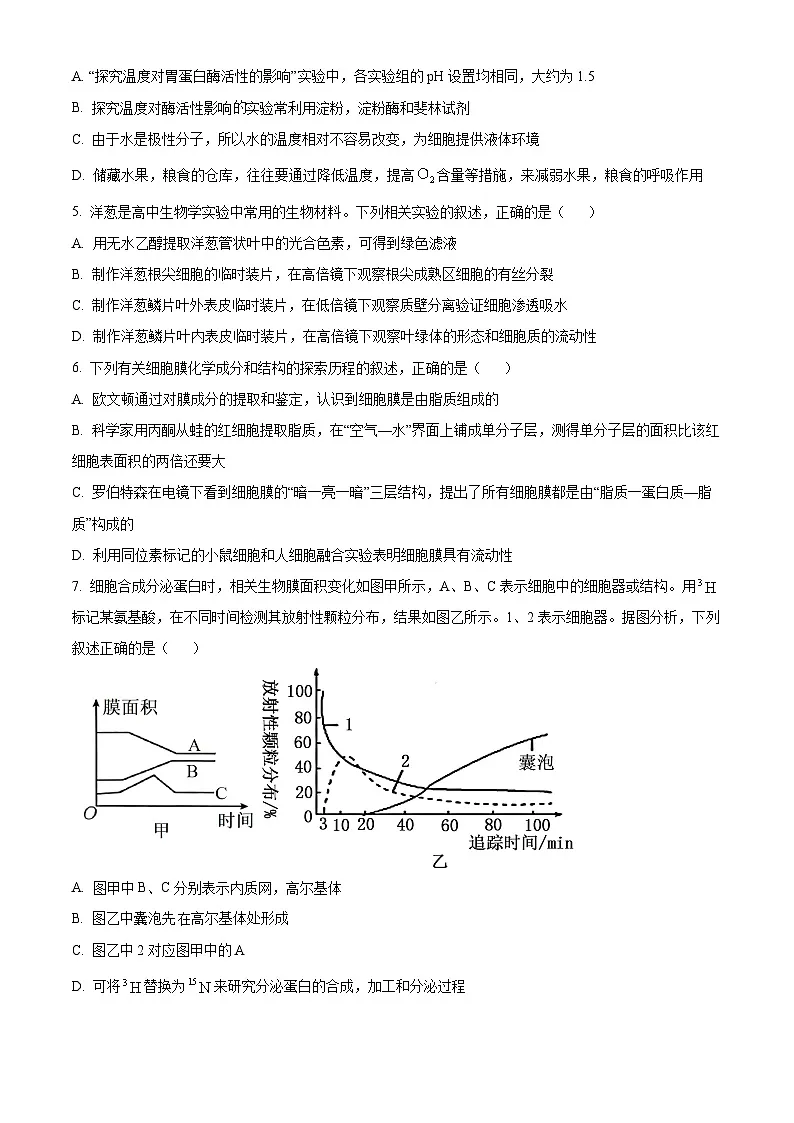 山西省运城市2024-2025学年高一上学期1月期末生物试题（原卷版）第2页