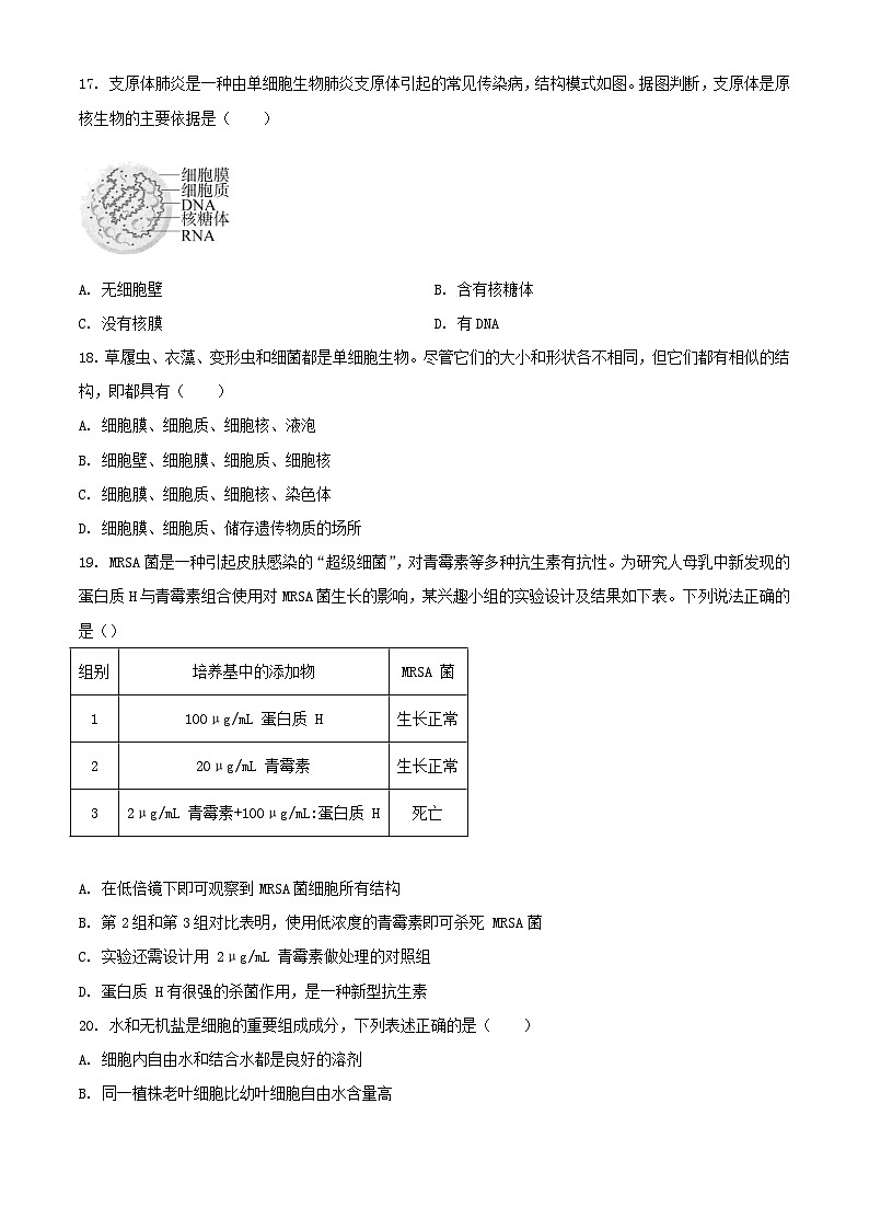 北京市2023_2024学年高一生物下学期开学考试含解析第3页