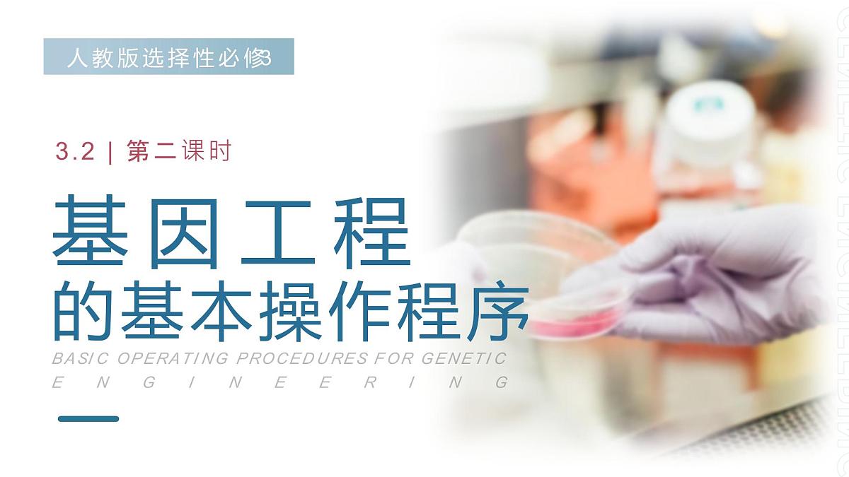 人教版2025高中生物选择性必修三3.2基因工程的基本操作程序（第二课时）  课件第1页
