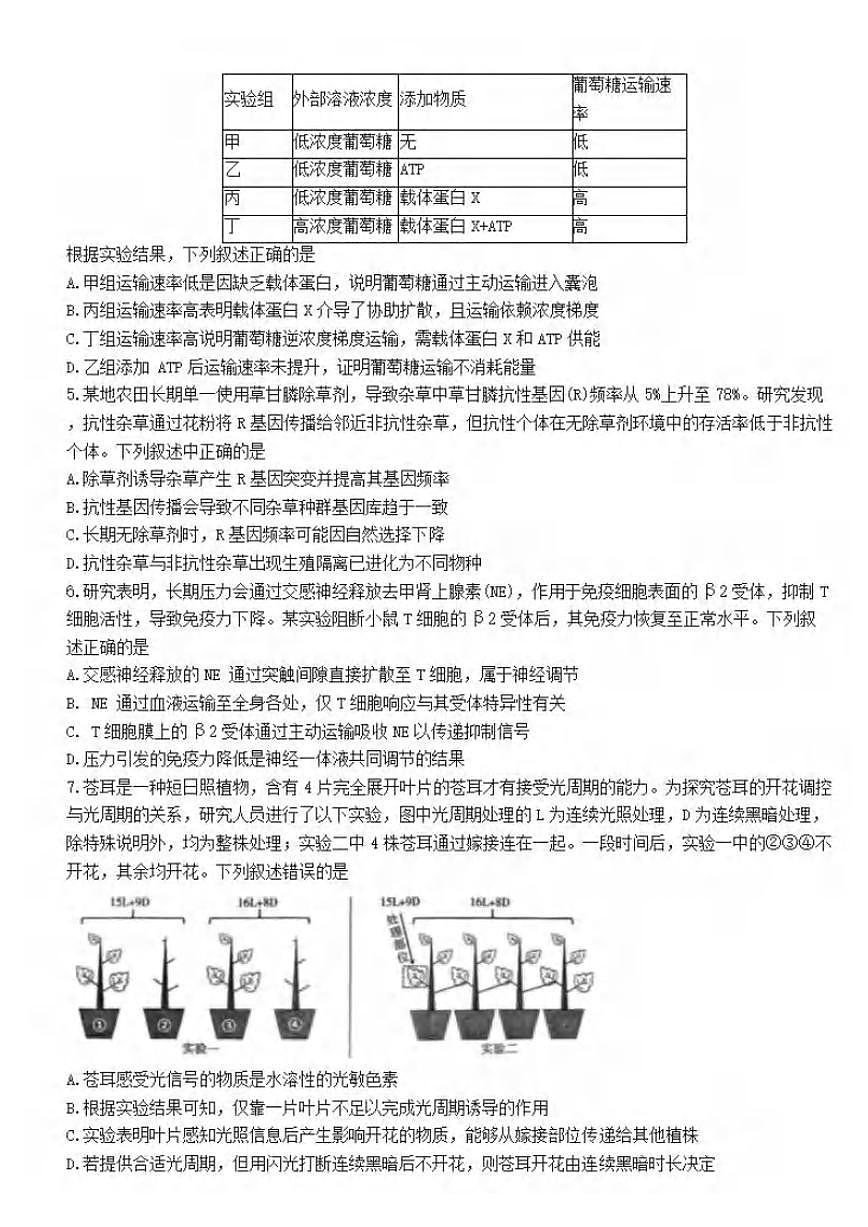 生物丨湖南省长沙市雅礼中学2025届高三下学期3月月考试卷（七）生物试卷及答案第2页