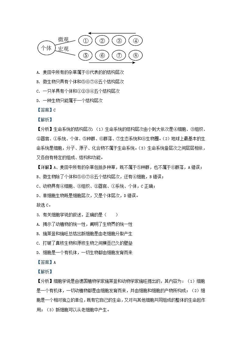 安徽省安庆市2023_2024学年高一生物上学期期末联考试题含解析第2页