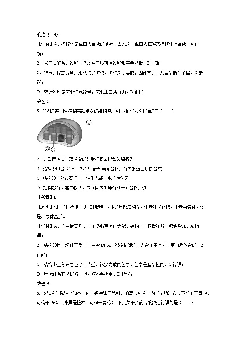 2024~2025学年浙江省宁波市九校高一上学期期末联考生物试卷（解析版）第3页
