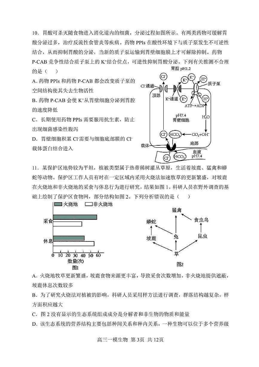 黑龙江省哈尔滨市第三中学2025届高三第一次高考模拟考试-生物试卷+答案第3页