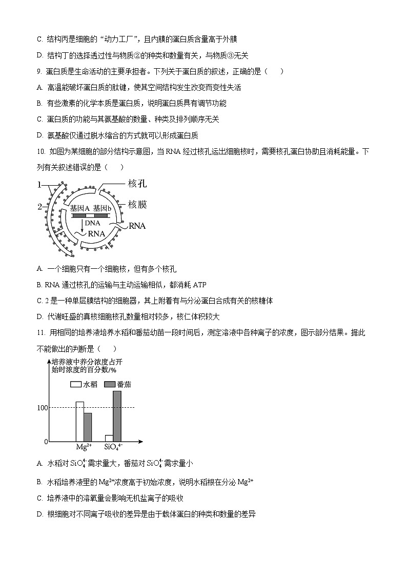 黑龙江省大庆市让胡路区大庆市大庆中学2024-2025学年高一下学期开学生物试题（原卷版+解析版）第3页