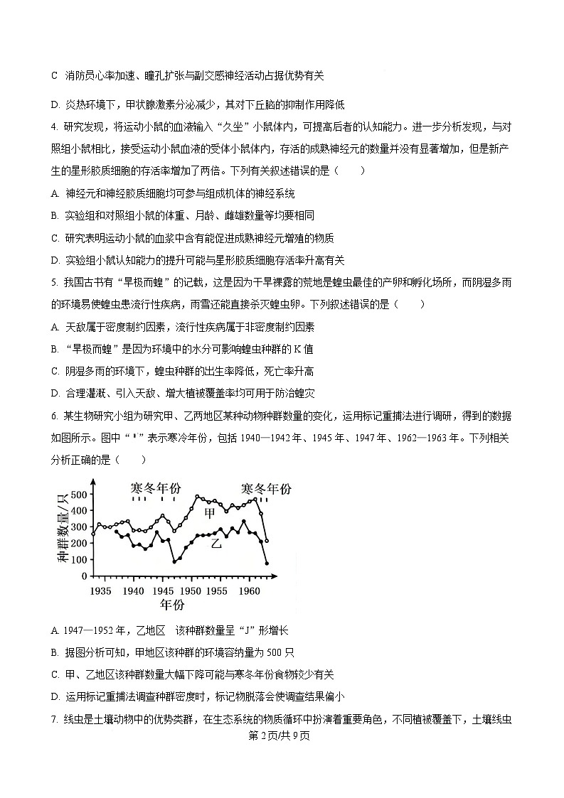 湖南省示范性高中2024-2025学年高二下学期2月联考生物试卷（原卷版）第2页