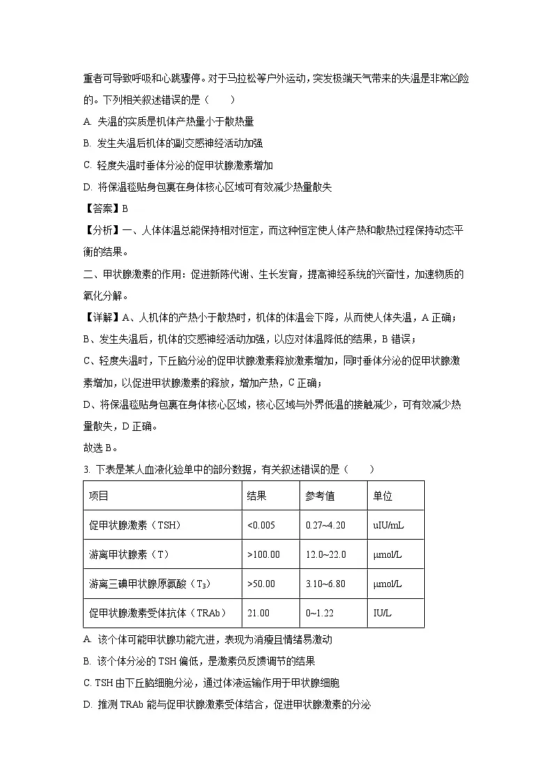 2024-2025学年陕西省渭南市大荔县高二上学期期末学业水平评估生物试卷（解析版）第2页