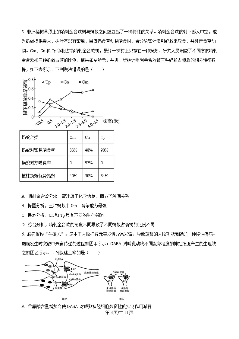 重庆市第八中学2024-2025学年高三下学期2月月考生物试题（原卷版）第3页