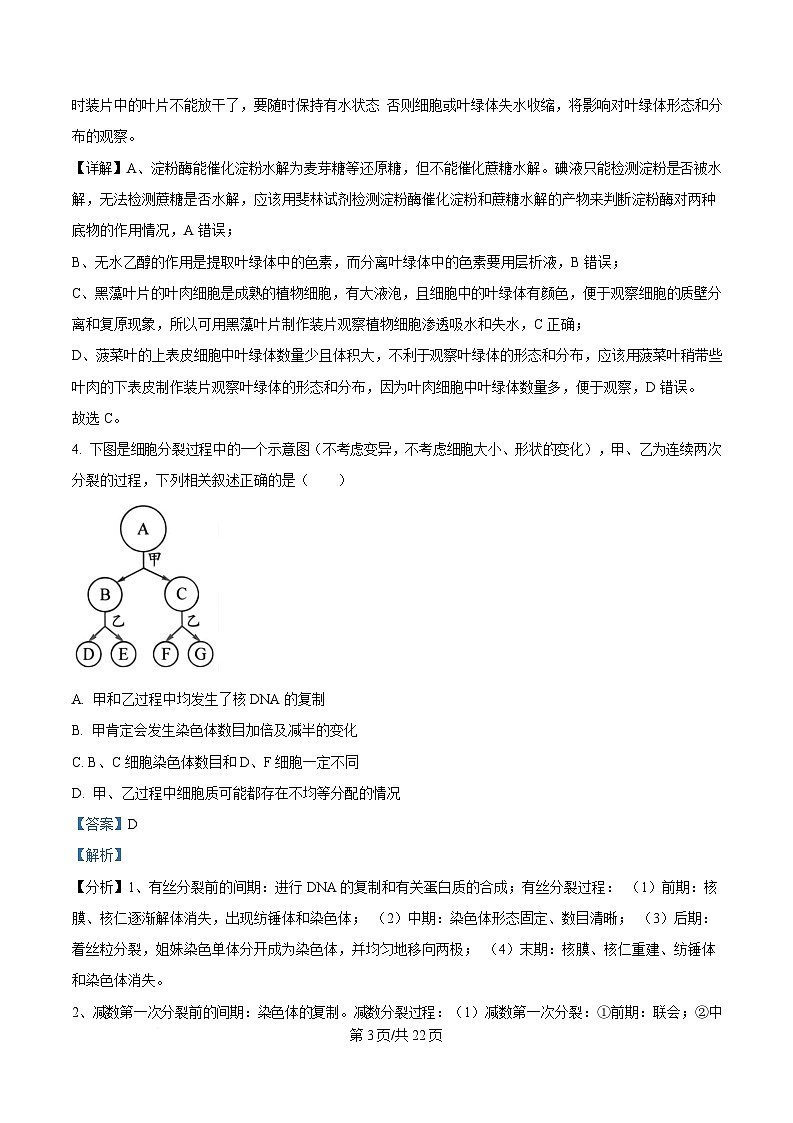 四川省广安第二中学2025届高三下学期二模生物试题 Word版含解析第3页