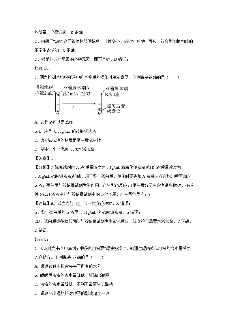 2024-2025学年重庆市部分学校高一上学期期末联合检测 生物试卷（解析版）第3页