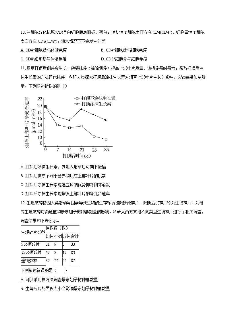 北京市通州区2024-2025学年高三上学期期末考试生物试题（含解析）第3页